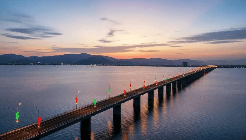 Cầu Thị Nại lúc hoàng hôn (Nguồn: Internet)